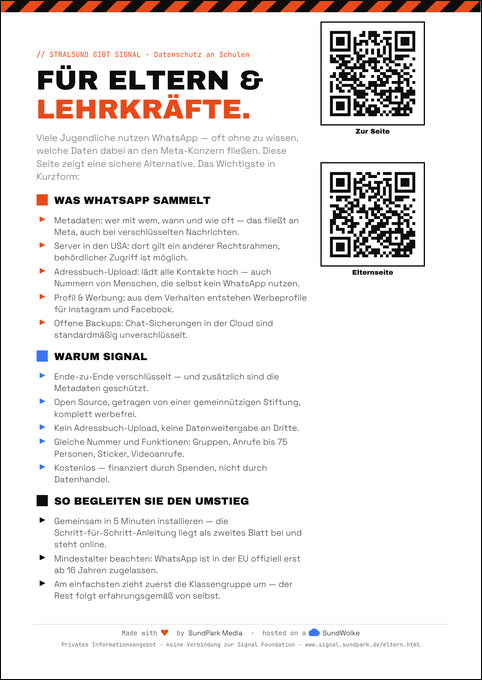 Vorschau: Infoblatt für Eltern und Lehrkräfte